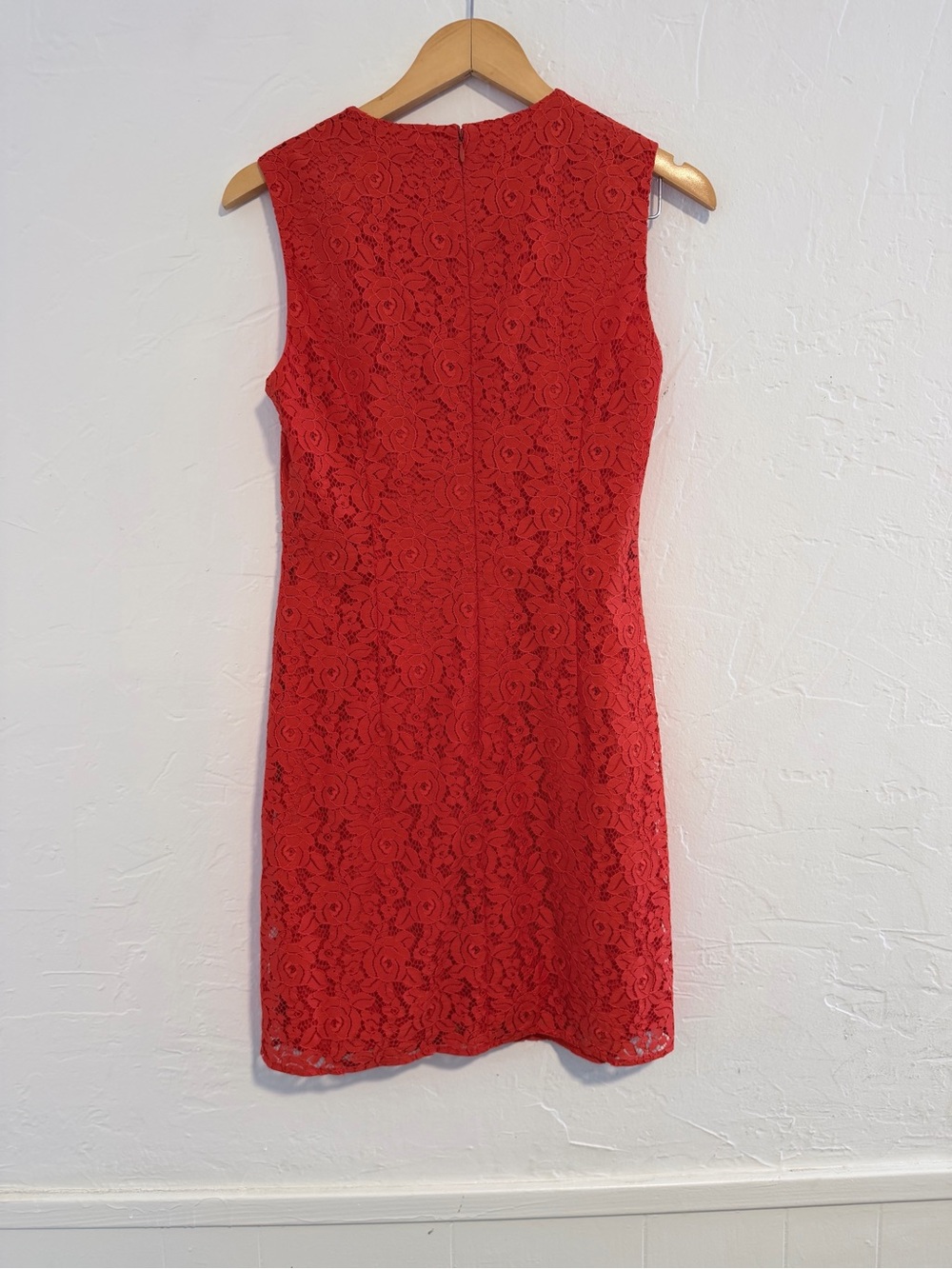 Diane Von Furstenberg Red Orange Floral Lace Sleeveless Dress - Picture 6 of 8